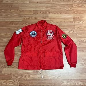 Vintage Scuba Diver Instructor Men’s Jacket Nylon Zip-Up Medium Red Patches 90’s